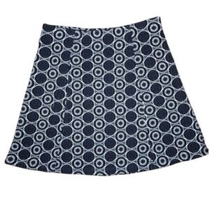 LOFT Women’s Navy and White Geometric Medallion
Print A-Line Mini Skirt 90s,Y2K